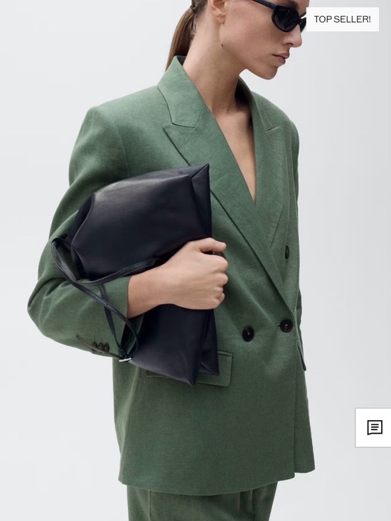 Mango Jackets & Blazers - Mango Double-Breasted Blazer Sage Green NWT size Small retail $180 quiet luxury